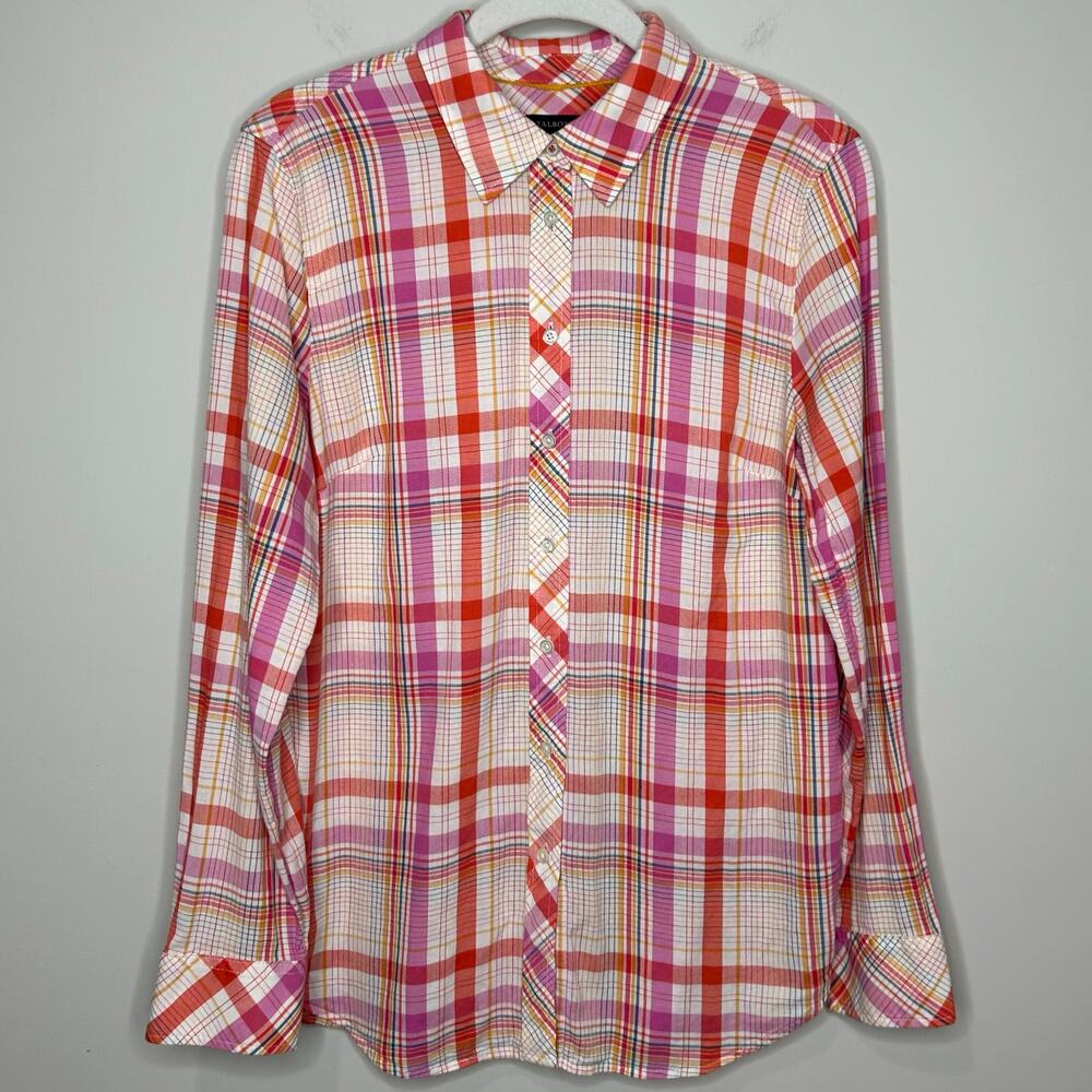Talbots Plaid Button Up Shirt Size M Preppy